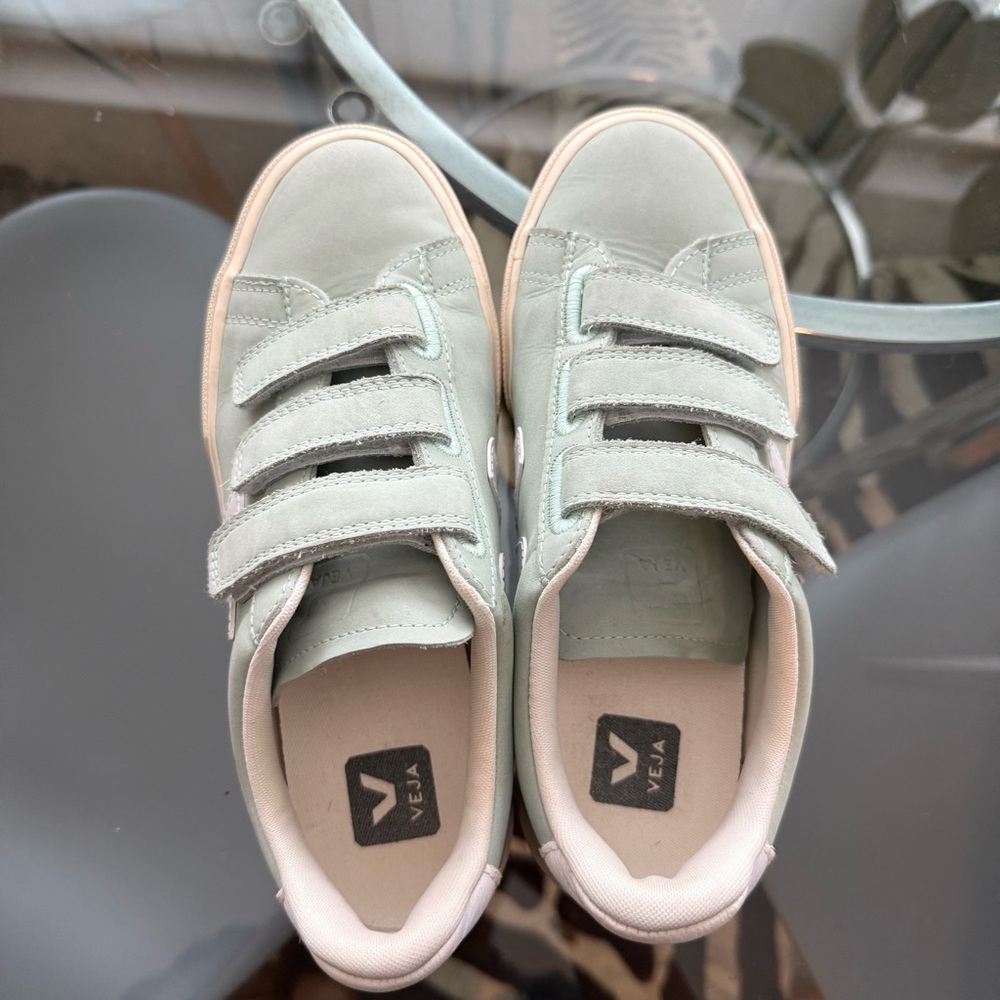 Veja Casual Velcro Sneakers in Sage Green - Picture 4 of 9